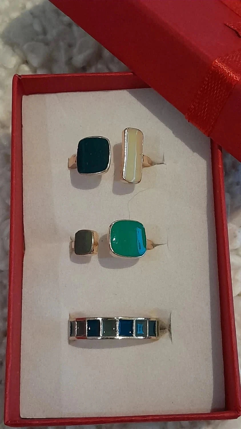 Lot de 3 bagues, esmaltadas, cor verde, tamanho 56 – photo 3